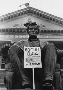Abraham Lincoln statue during Black students strike