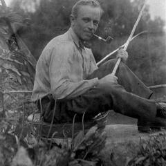 Fishing for carp, smoking pipe, Rio Grande River, Albuquerque, New Mexico, ca.1915