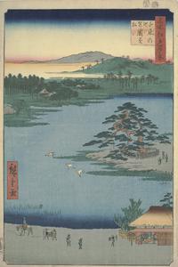 Kesakake Pine at Senzoku Pond, no. 110 from the series One-hundred Views of Famous Places in Edo
