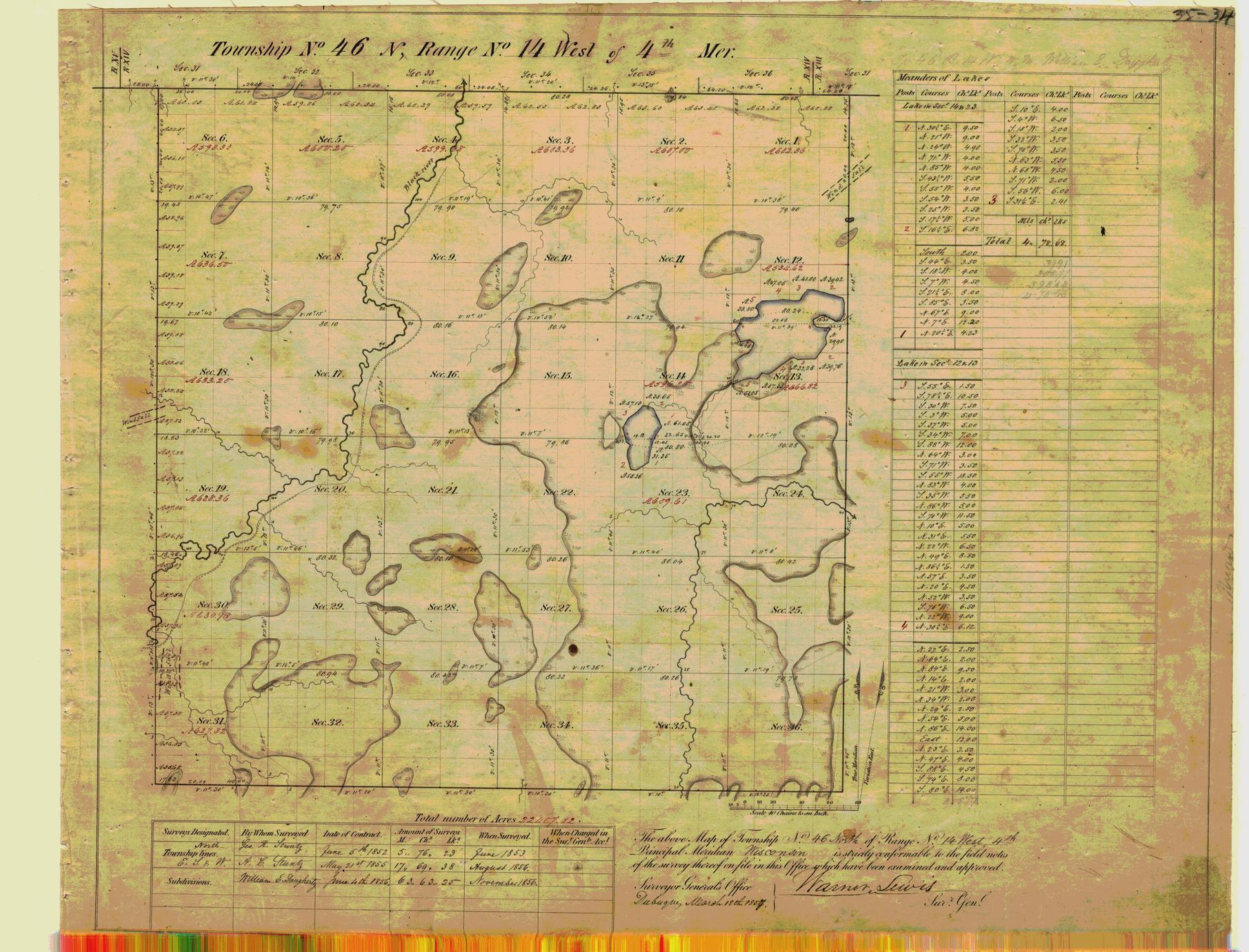 [Public Land Survey System map: Wisconsin Township 46 North, Range 14 West]