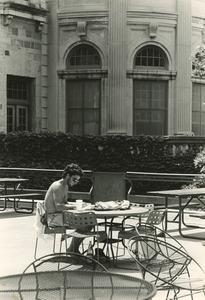 Student studying on the Terrace