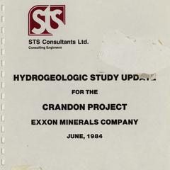 Hydrogeologic study update for the Crandon Project