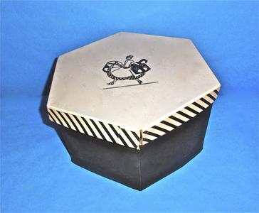 Black hatbox with a white lid