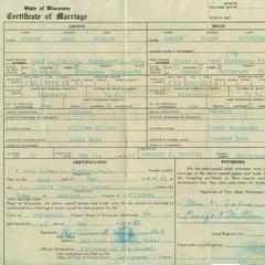 State of Wisconsin certificate of marriage