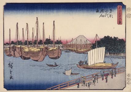 Eitai Bridge and Tsukuda Island in the Eastern Capital, no. 24 from the series Thirty-six Views of Mt. Fuji