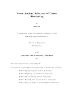 Some Ancient Solutions of Curve Shortening
