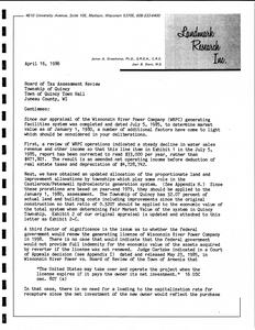 [An update of the appraisal of the Wisconsin River Power Company generating facilities system completed on July 5, 1985 (effective date January 1, 1980), and updated on April 16, 1986]