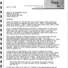 [An update of the appraisal of the Wisconsin River Power Company generating facilities system completed on July 5, 1985 (effective date January 1, 1980), and updated on April 16, 1986]