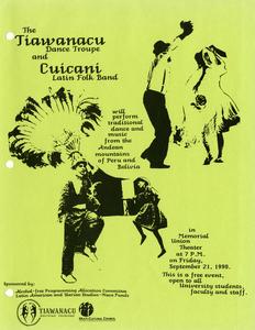 Poster for performance by Tiawanacu Dance Troupe and Cuicani Latin Folk Band