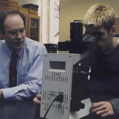 Tom Klubertanz with a student
