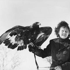 Fran Hammerstrom holding golden eagle