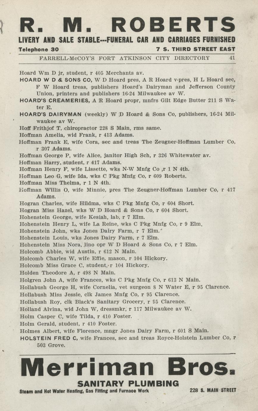 FarrellMcCoy's Fort Atkinson city directory, 19151916. Containing an
