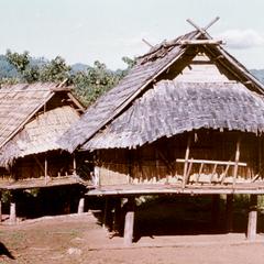 A Khmu' village with rice storage sheds in Houa Khong Province