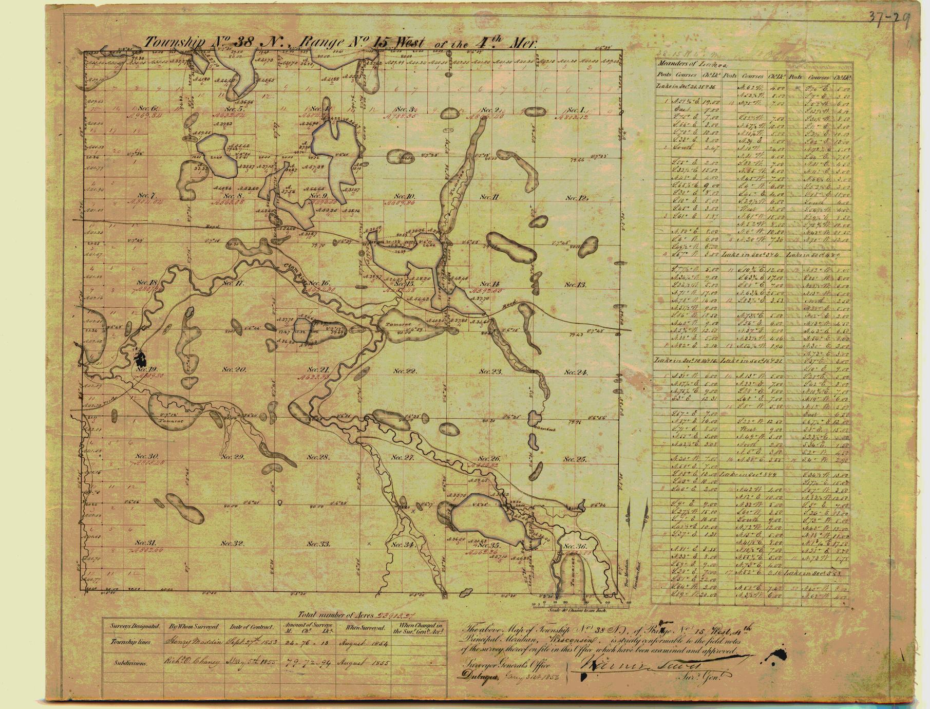 [Public Land Survey System map: Wisconsin Township 38 North, Range 15 West]