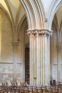 Wells Cathedral interior nave arcade capitals