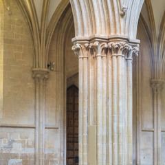 Wells Cathedral interior nave arcade capitals