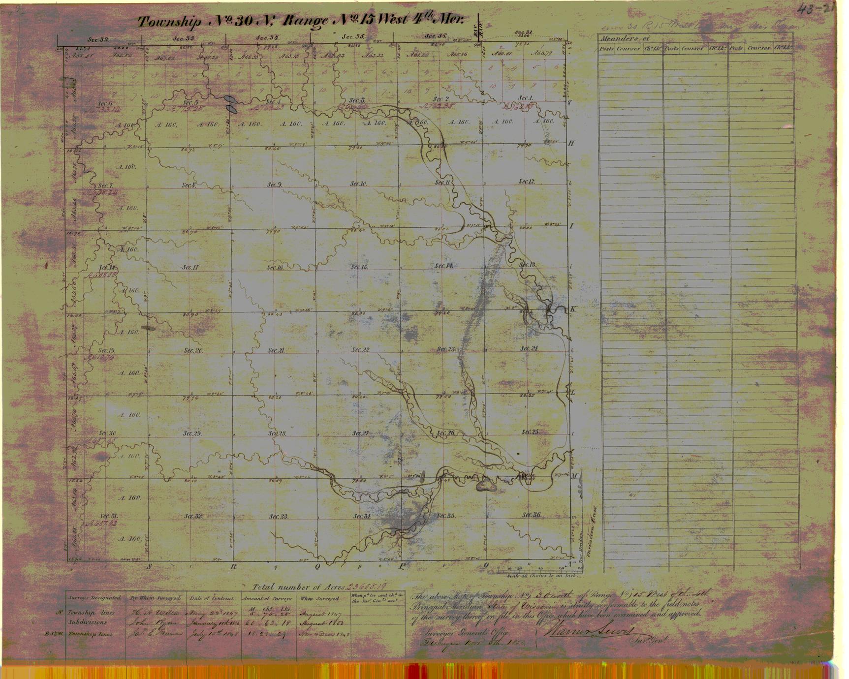[Public Land Survey System map: Wisconsin Township 30 North, Range 15 West]