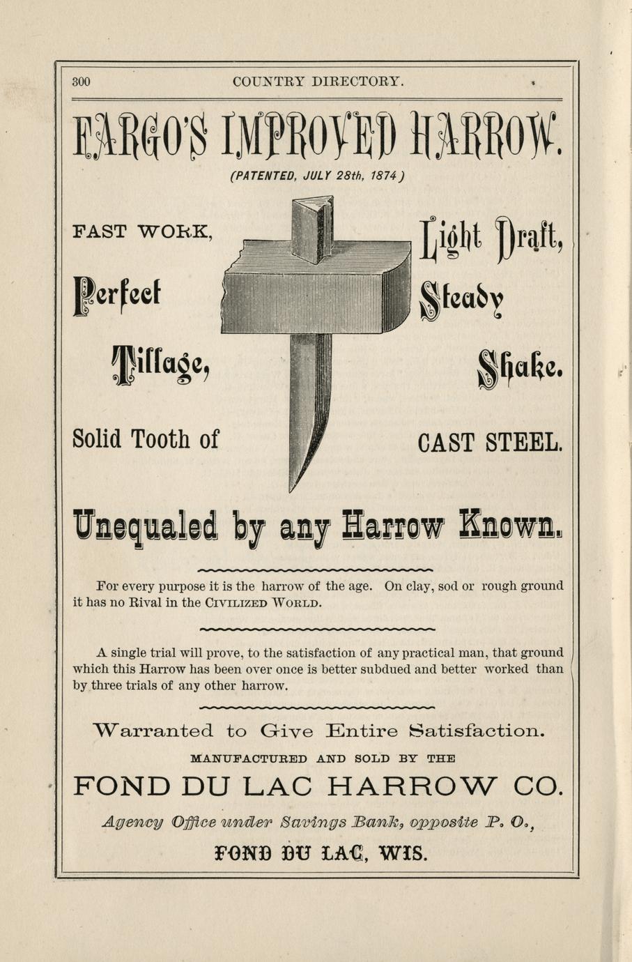 Centennial 1876 directory of Fond du Lac County, Wisconsin, containing