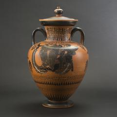Storage Jar (Neck Amphora) with Herakles fighting Triton and Apollo