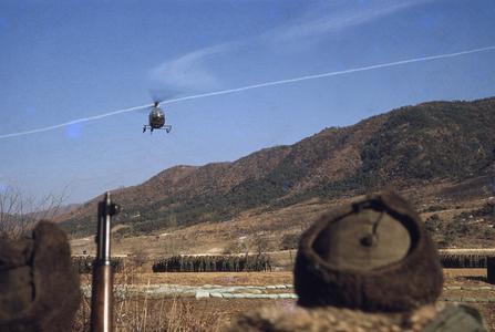 "General Van Fleet in helicopter"