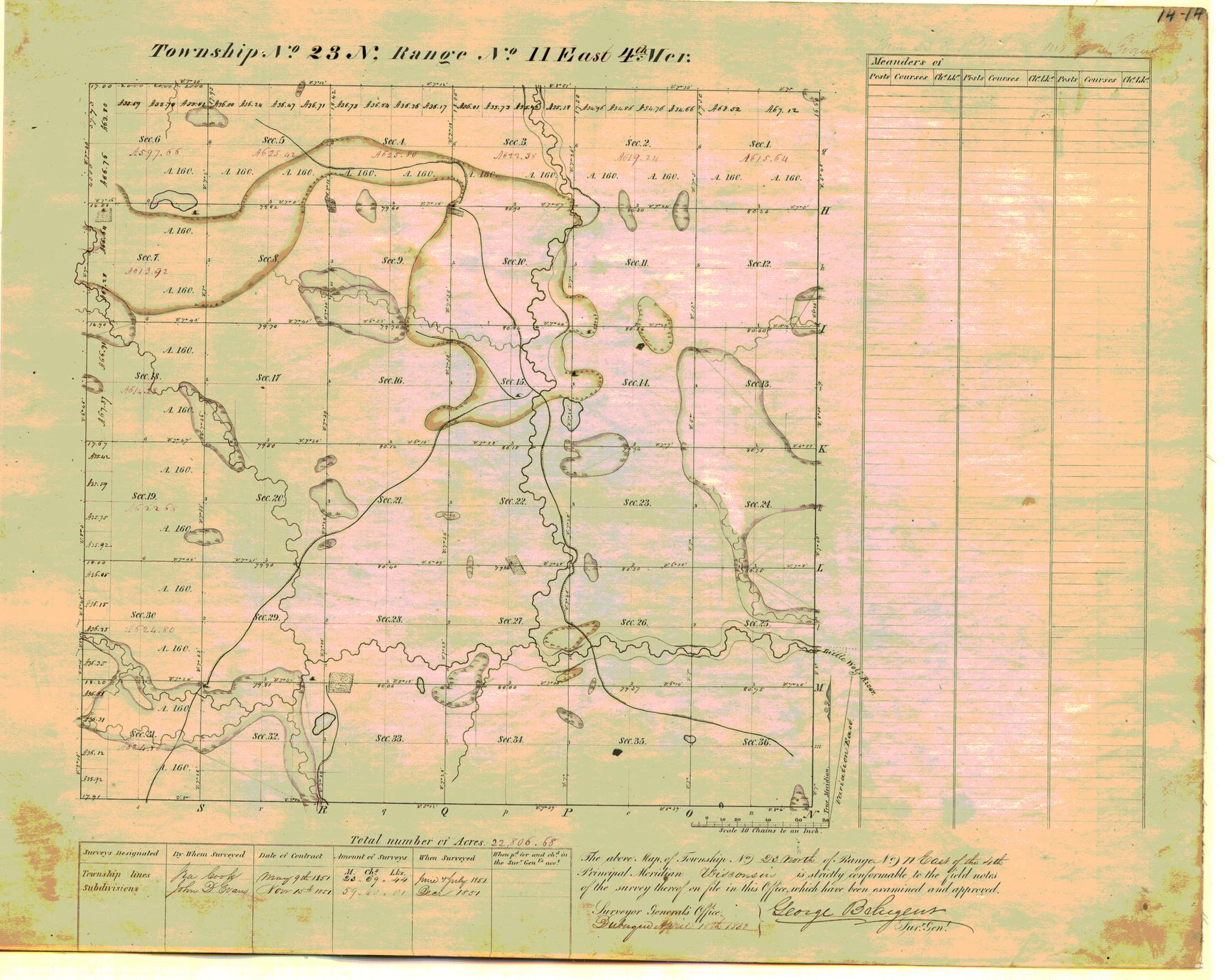 [Public Land Survey System map: Wisconsin Township 23 North, Range 11 East]