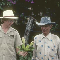 Martin Burd and local man with cultivated Solandra, Tierra Blanca