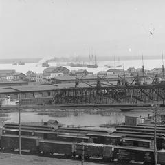 Duluth (MN) Waterfront, Looking towards Ice-bound Vessels in Lake Superior, 1893