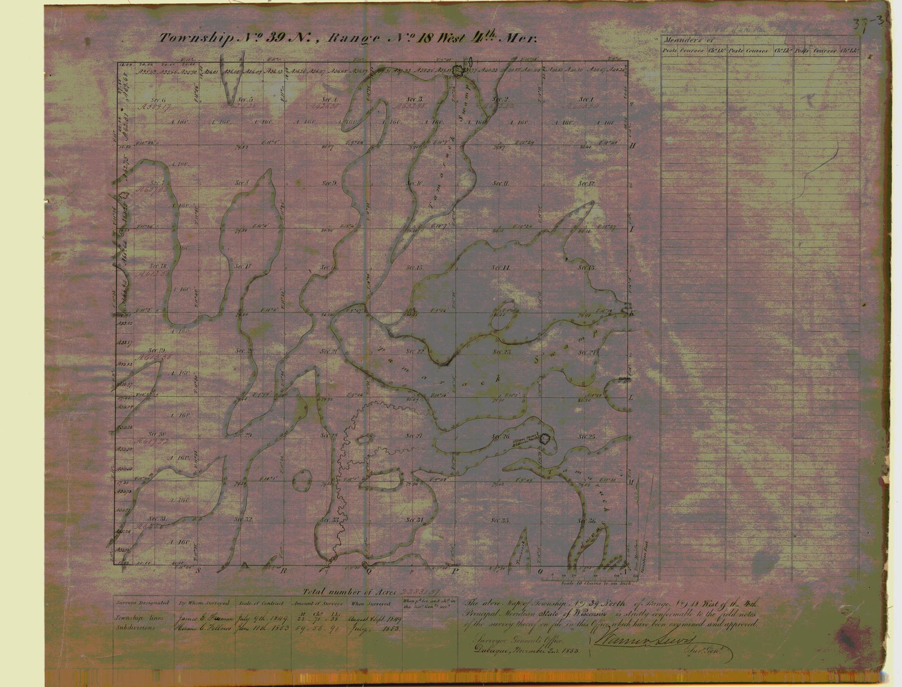 [Public Land Survey System map: Wisconsin Township 39 North, Range 18 West]