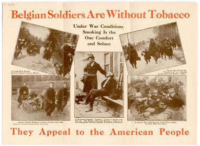 Belgian soldiers are without tobacco: they appeal to the American people: under war conditions smoking is the one comfort and solace