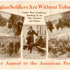 Belgian soldiers are without tobacco: they appeal to the American people: under war conditions smoking is the one comfort and solace