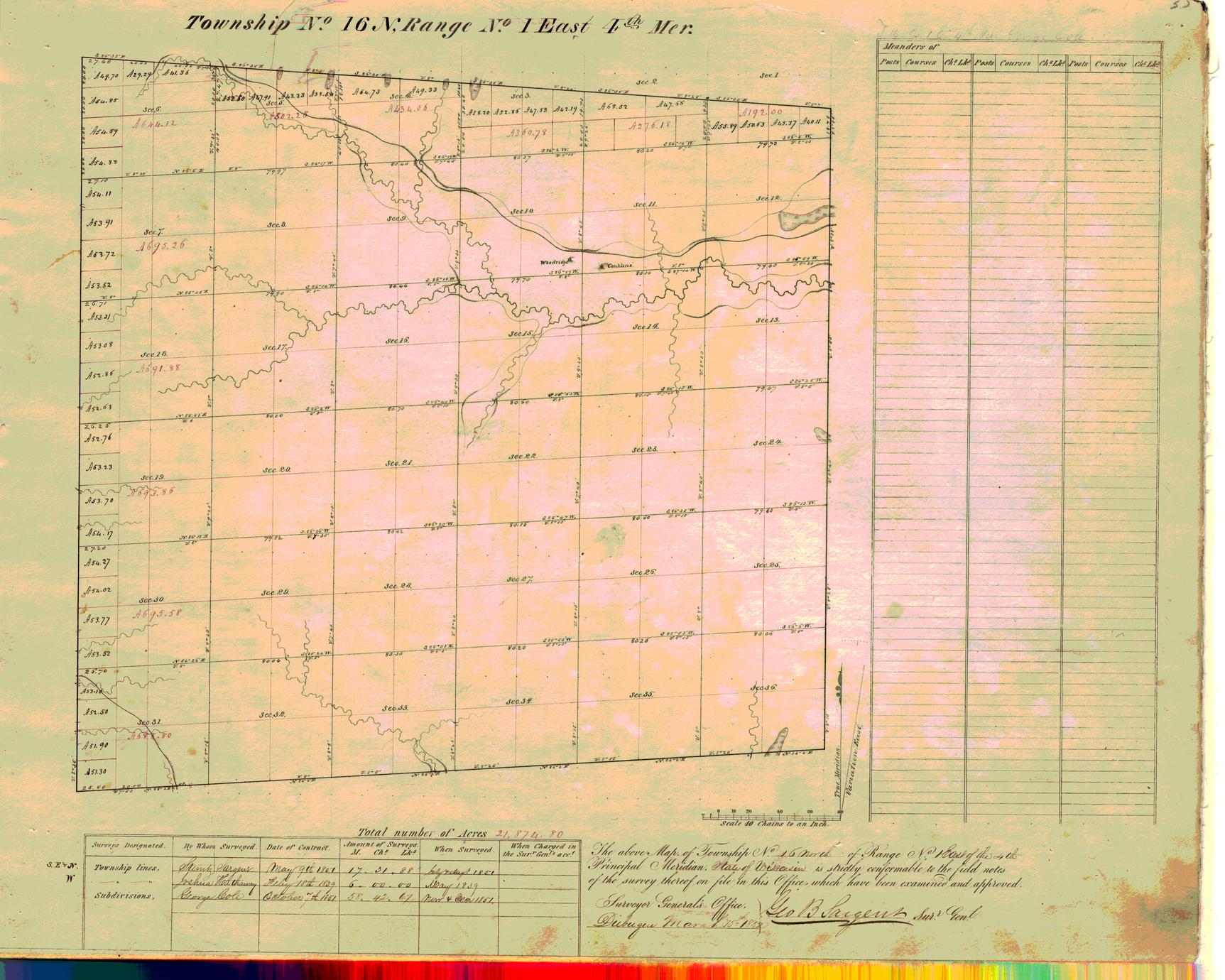 [Public Land Survey System map: Wisconsin Township 16 North, Range 01 East]