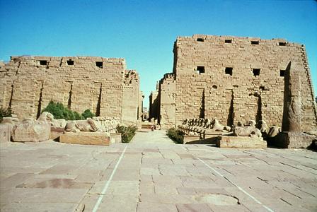 Entrance to Temple of Karnak through Avenue of Ram-Headed Sphinxes