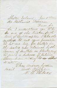 Letter from N.L. Wilcox to Nathaniel Dominy VII, 1874