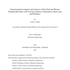 Experimental Investigation and Analysis of Pure Fluid and Mixture Pulsating Heat Pipes with Varying Condenser Temperatures, Heat Loads and Fill Ratios