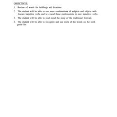 Grade 6, Unit 6 : Objectives