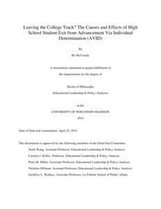Leaving the College Track? The Causes and Effects of High School Student Exit from Advancement Via Individual Determination (AVID)
