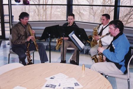 Music professor Dan Ackley performing with students