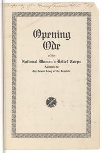 Opening ode of the Women's Relief Corps