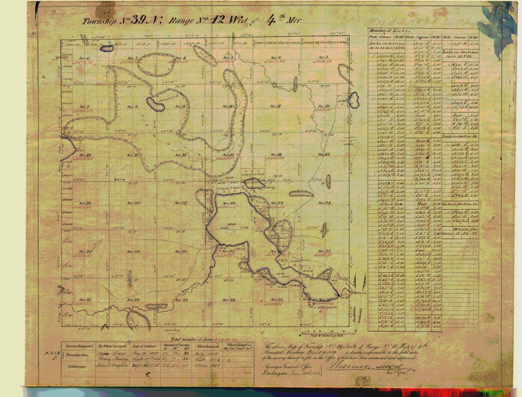 [Public Land Survey System map: Wisconsin Township 39 North, Range 12 West]
