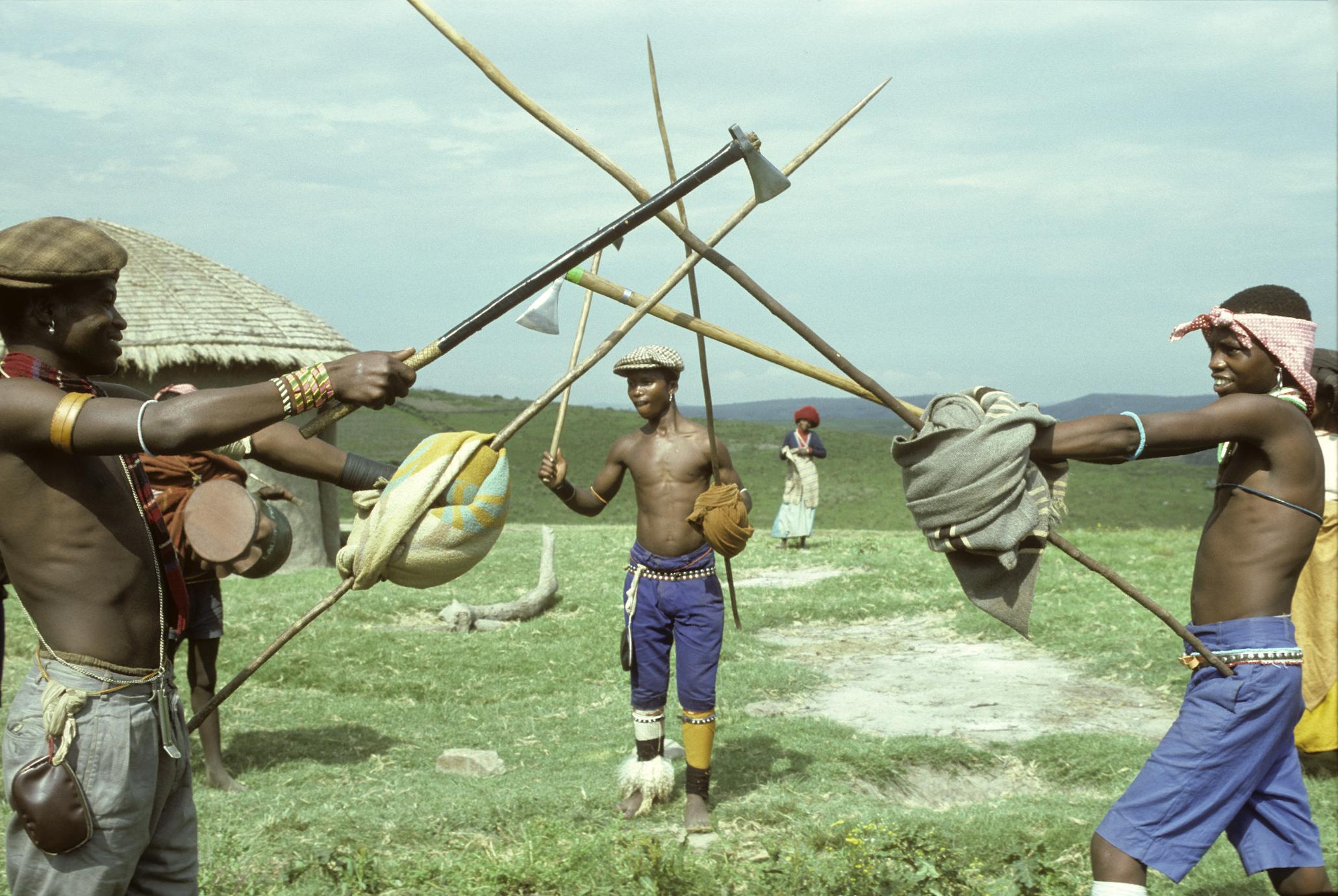 Southern Africa : Domestic Activities : games, stick-fighting - UWDC -  UW-Madison Libraries