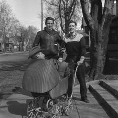 Students with a baby carriage