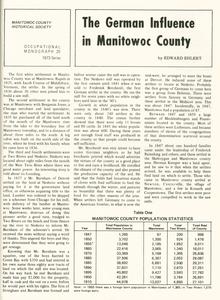 The German influence in Manitowoc County