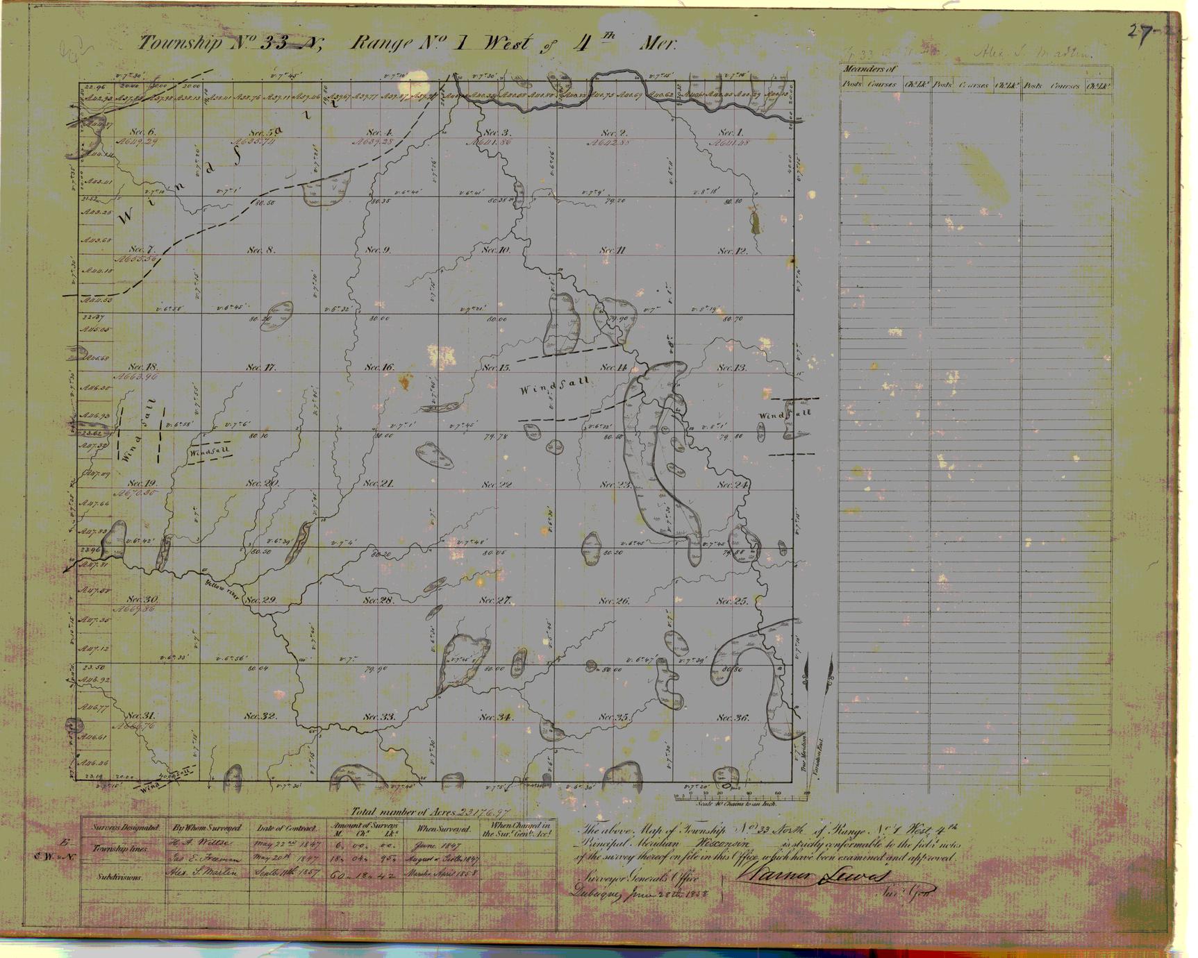 [Public Land Survey System map: Wisconsin Township 33 North, Range 01 West]