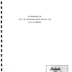 An appraisal of lot 3 of certified survey map no. 3743, city of Monona