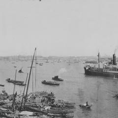 Shanghai Harbor with American Military Ship