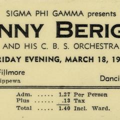 Ticket to Bunny Berigan and his C. B. S. Orchestra