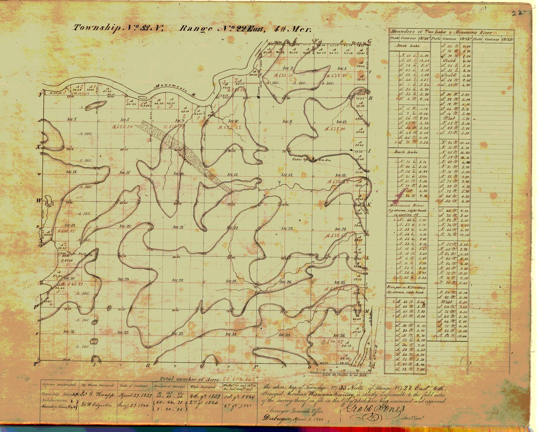 [Public Land Survey System map: Wisconsin Township 33 North, Range 22 East]