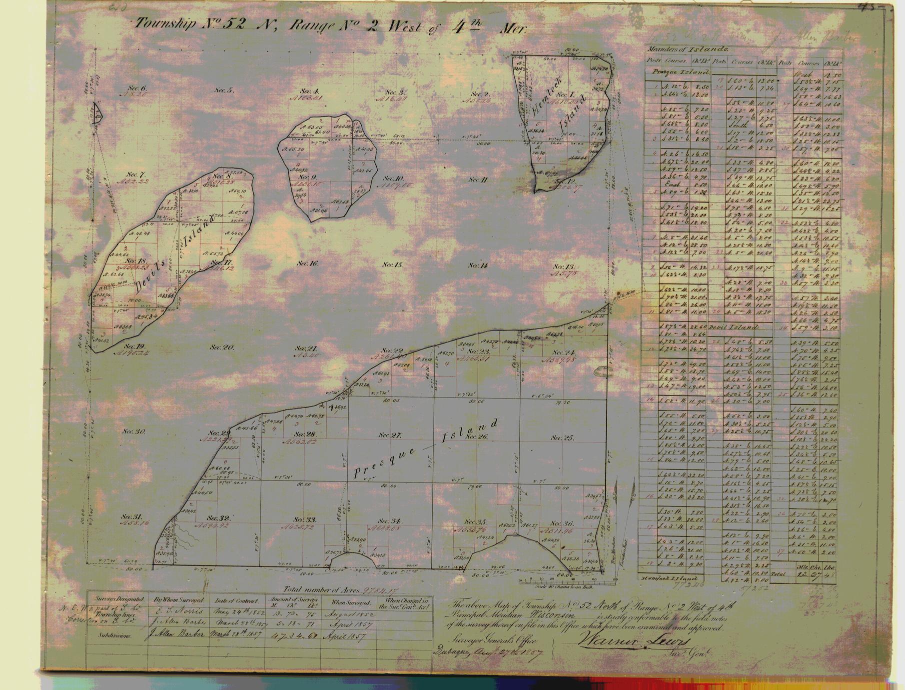 [Public Land Survey System map: Wisconsin Township 52 North, Range 02 West]