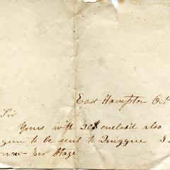 Note from Felix Dominy to C.A. Clinton, 1834