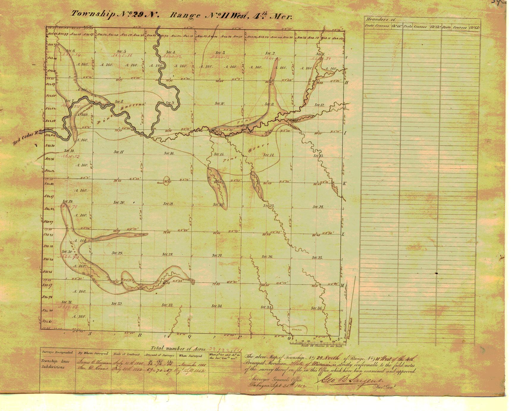 [Public Land Survey System map: Wisconsin Township 29 North, Range 11 West]